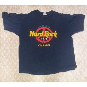 Hard Rock Cafe T-Shirt Men's L Orlando Vintage 90s Made in USA Black Peace Logo